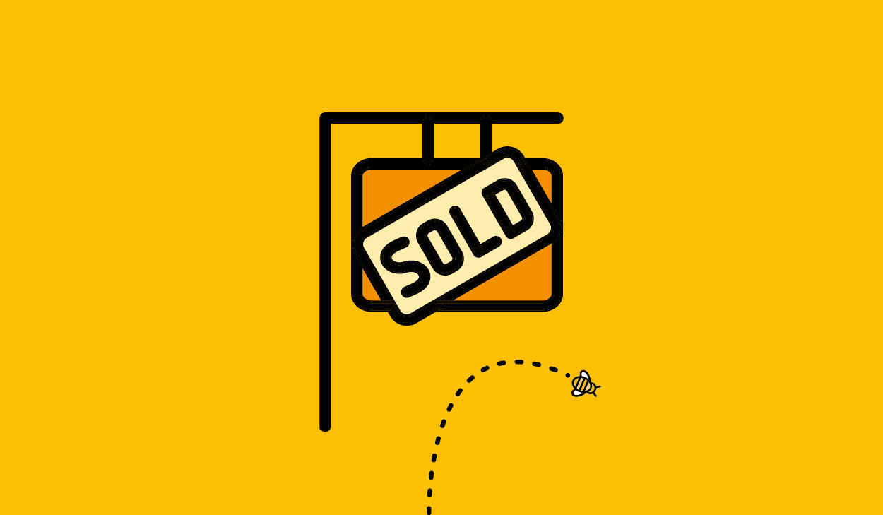 Beehive icon sold sign bee