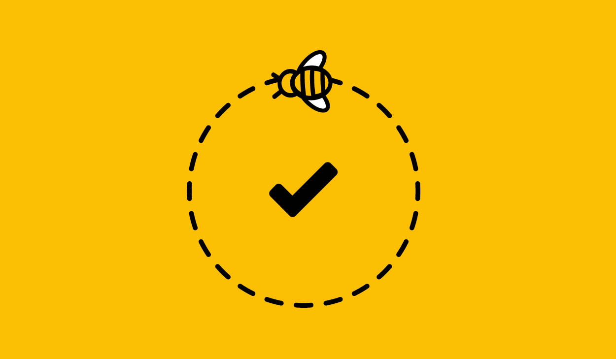 Beehive bee icon circle tick